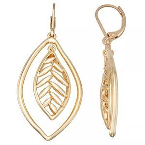 NAPIER Mod/Contemporary Gold Leaf Orbital Earrings**NEW!